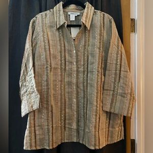 Coldwater Creek Metallic Thread Button Up, size 2X
